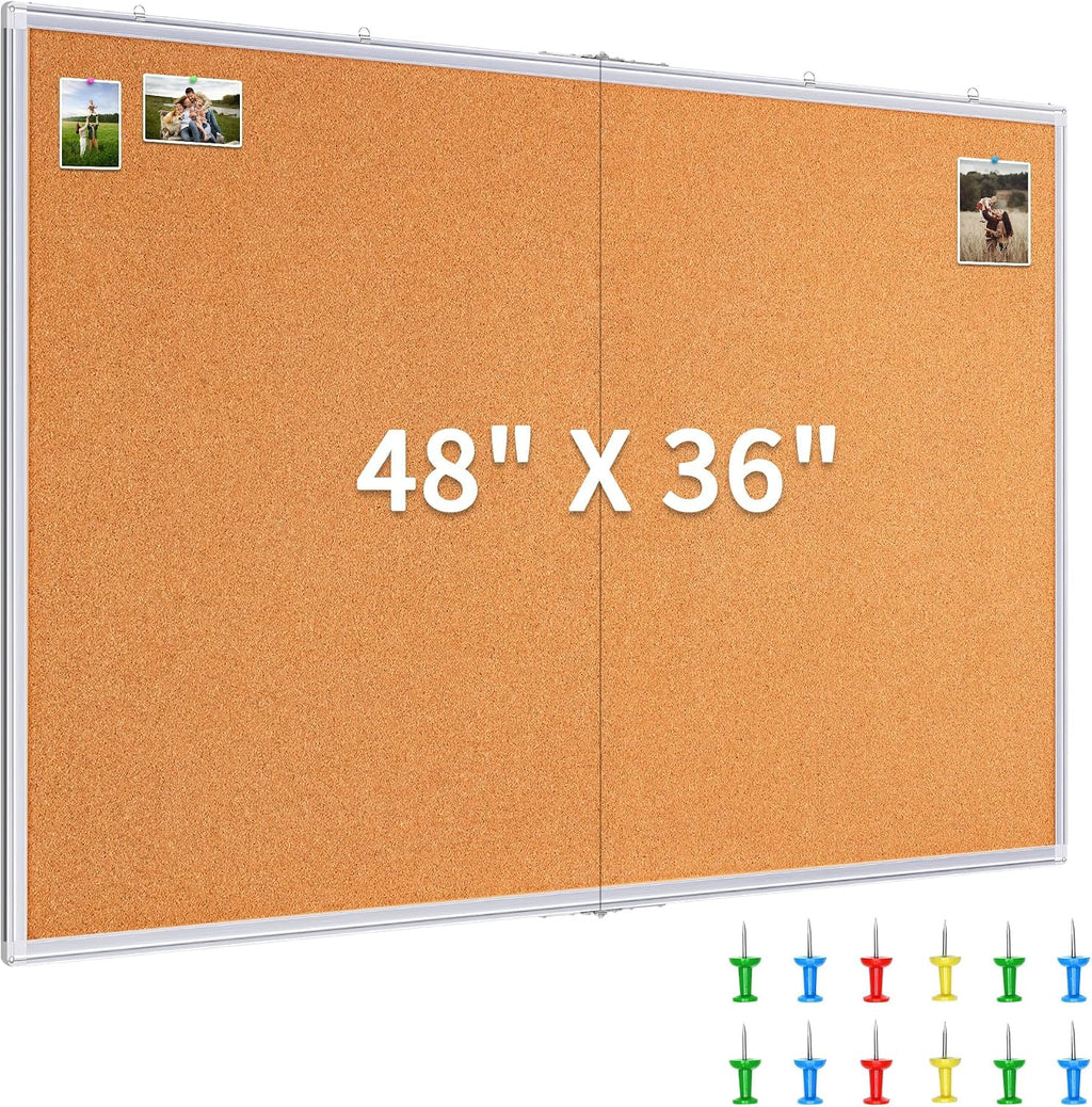 Maxtek Tablero de corcho de 48 x 36 pulgadas, tablero de anuncios grande
