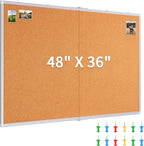 Maxtek Tablero de corcho de 48 x 36 pulgadas, tablero de anuncios grande