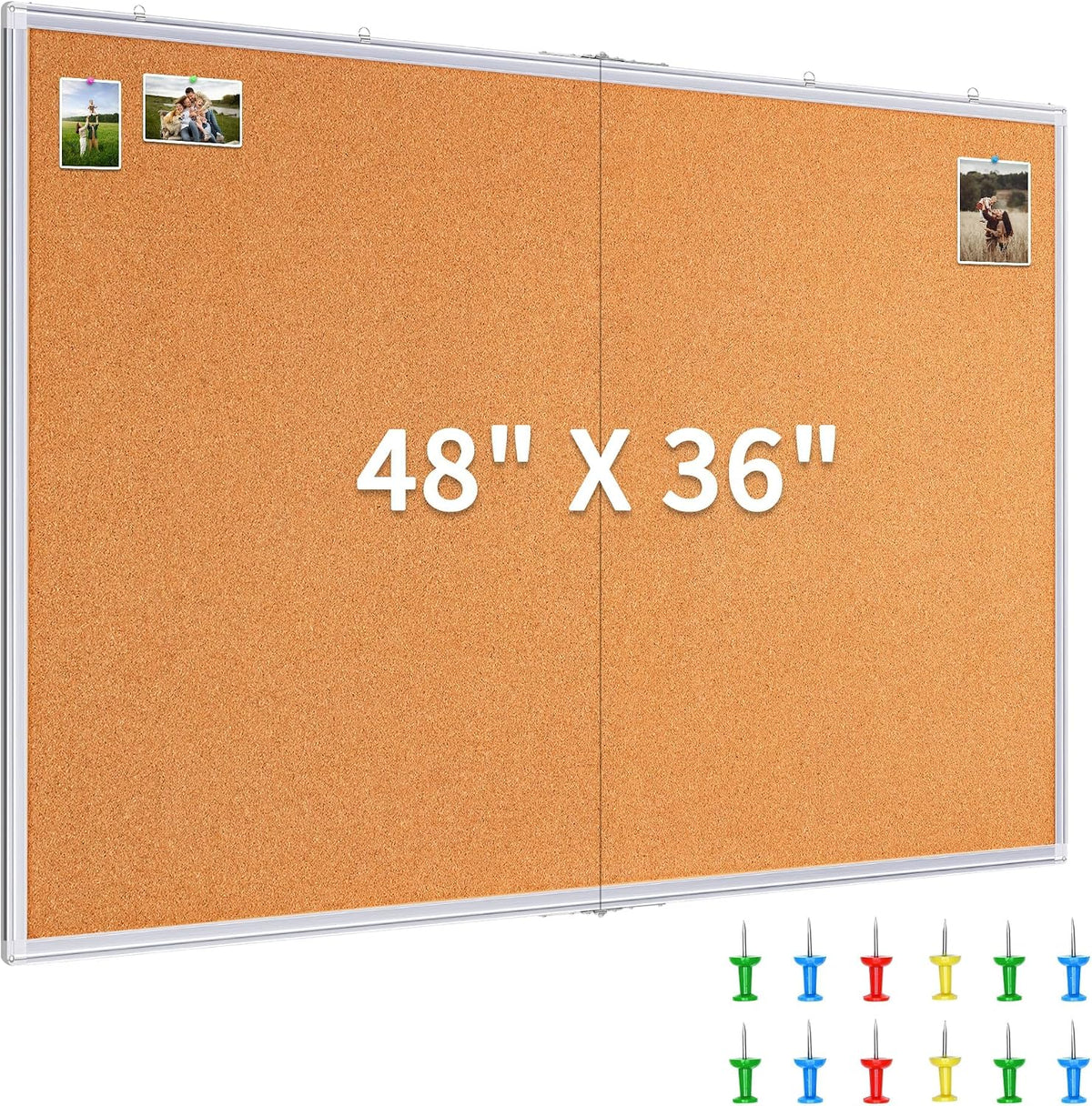 Maxtek Tablero de corcho de 48 x 36 pulgadas, tablero de anuncios grande