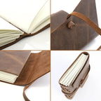 moonster Diario de cuero cuaderno de bocetos vintage en blanco 7x5