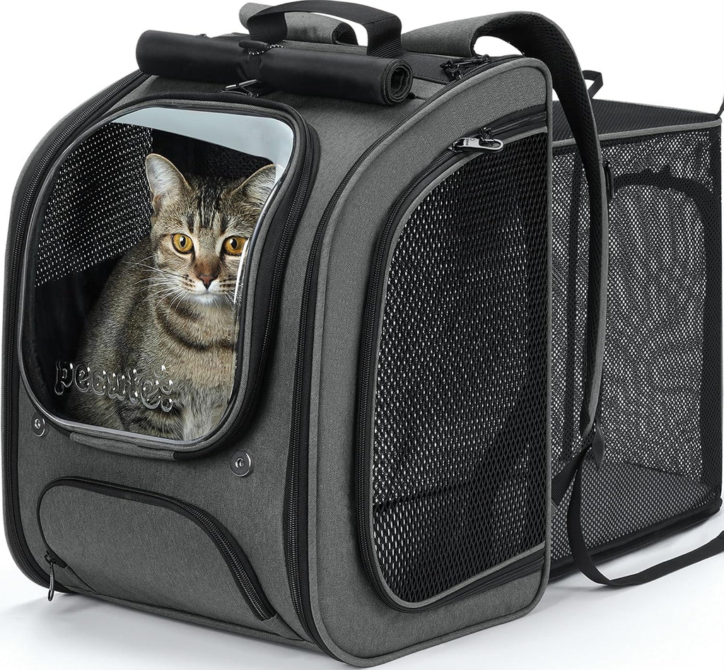 Pecute Cat Backpack Carrier, Cat Bubble, 12.6" L x 10.2" W x 16.5" H, Gray