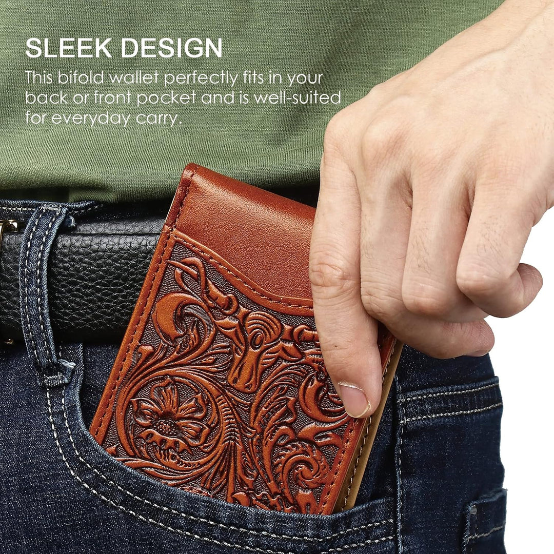 Cartera Pefiam de cuero de grano completo para hombres - Cartera bi...