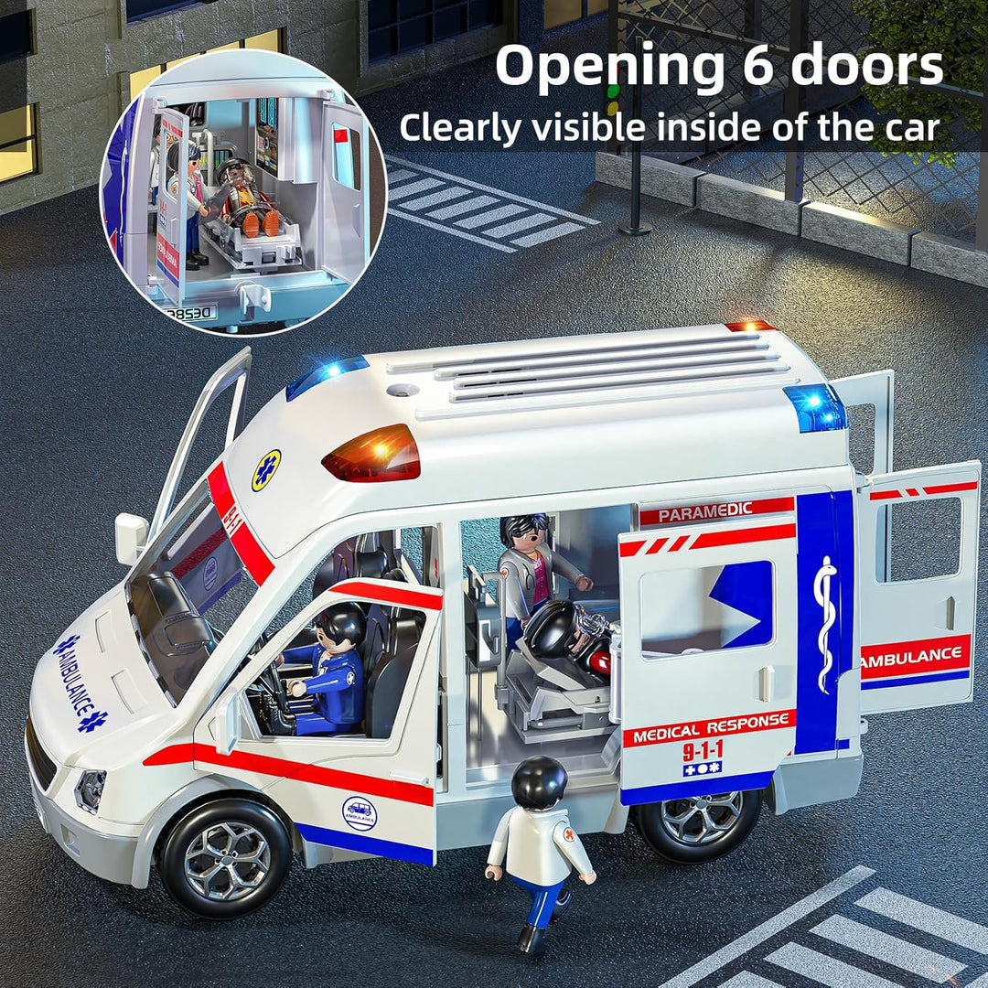 MSKOLER - Juego de ambulancia de juguete para niños de 3 a