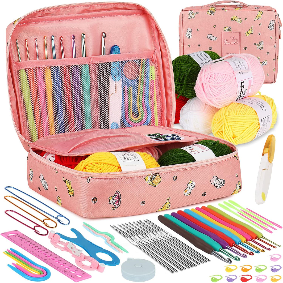 Aeelike Kit de ganchillo para principiantes adultos con 3 madejas de hilo de pastel degradado súper suave de 100 g (3.52 oz) 803.8 ft (267 yardas)