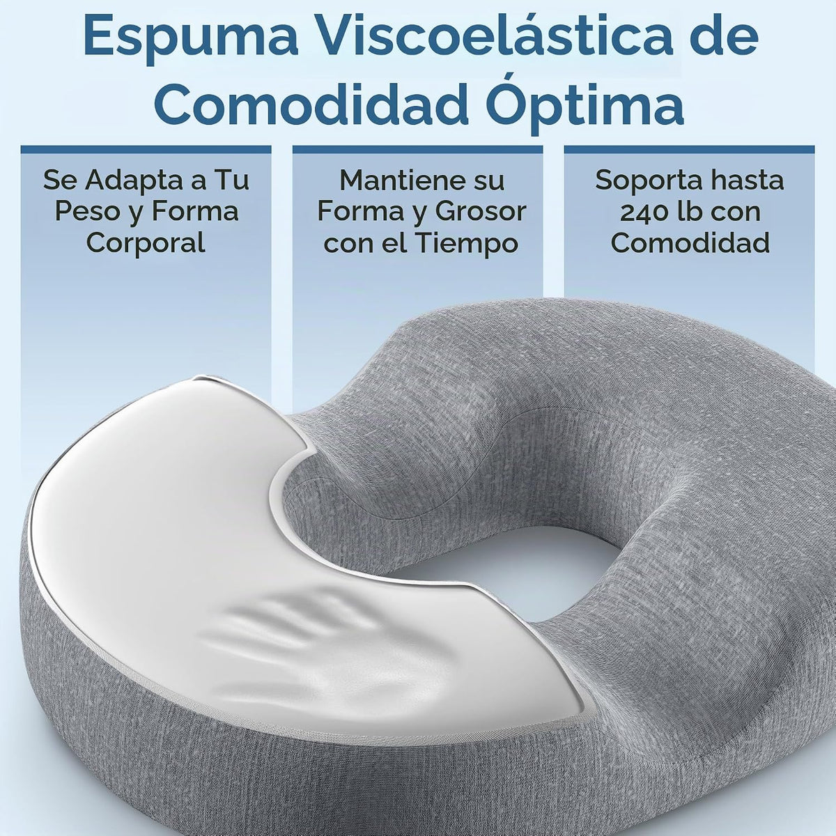 5 STARS UNITED - Almohada de dona para dolor de coxis y hemorroides, cojín de asiento grande de espuma viscoelástica para áreas propensas a llagas de cama y alivio de presión, apoyo para próstata