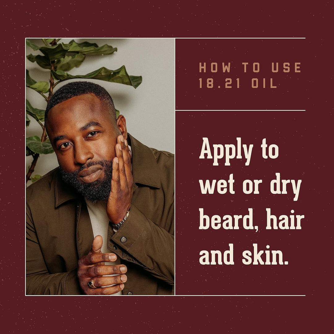 18.21 Man Made Aceite para cabello, piel y barba para hombres, 4 ar...