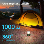 Lámpara Consciot Linterna de camping LED de 1000LM recargable, 4 modos de luz