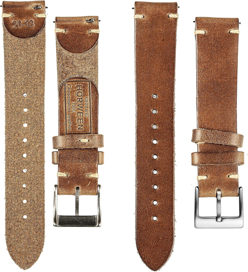 hemsut h Horween - Correas de reloj de cuero para hombre, correa de cuero de liberación rápida para reloj, envoltura de repuesto de 0.71 pulgadas, 0.78 pulgadas, 0.86 pulgadas