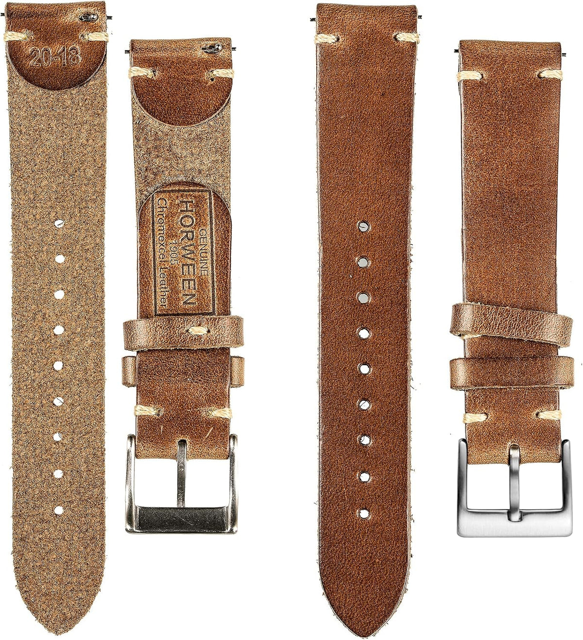 hemsut h Horween - Correas de reloj de cuero para hombre, correa de cuero de liberación rápida para reloj, envoltura de repuesto de 0.71 pulgadas, 0.78 pulgadas, 0.86 pulgadas