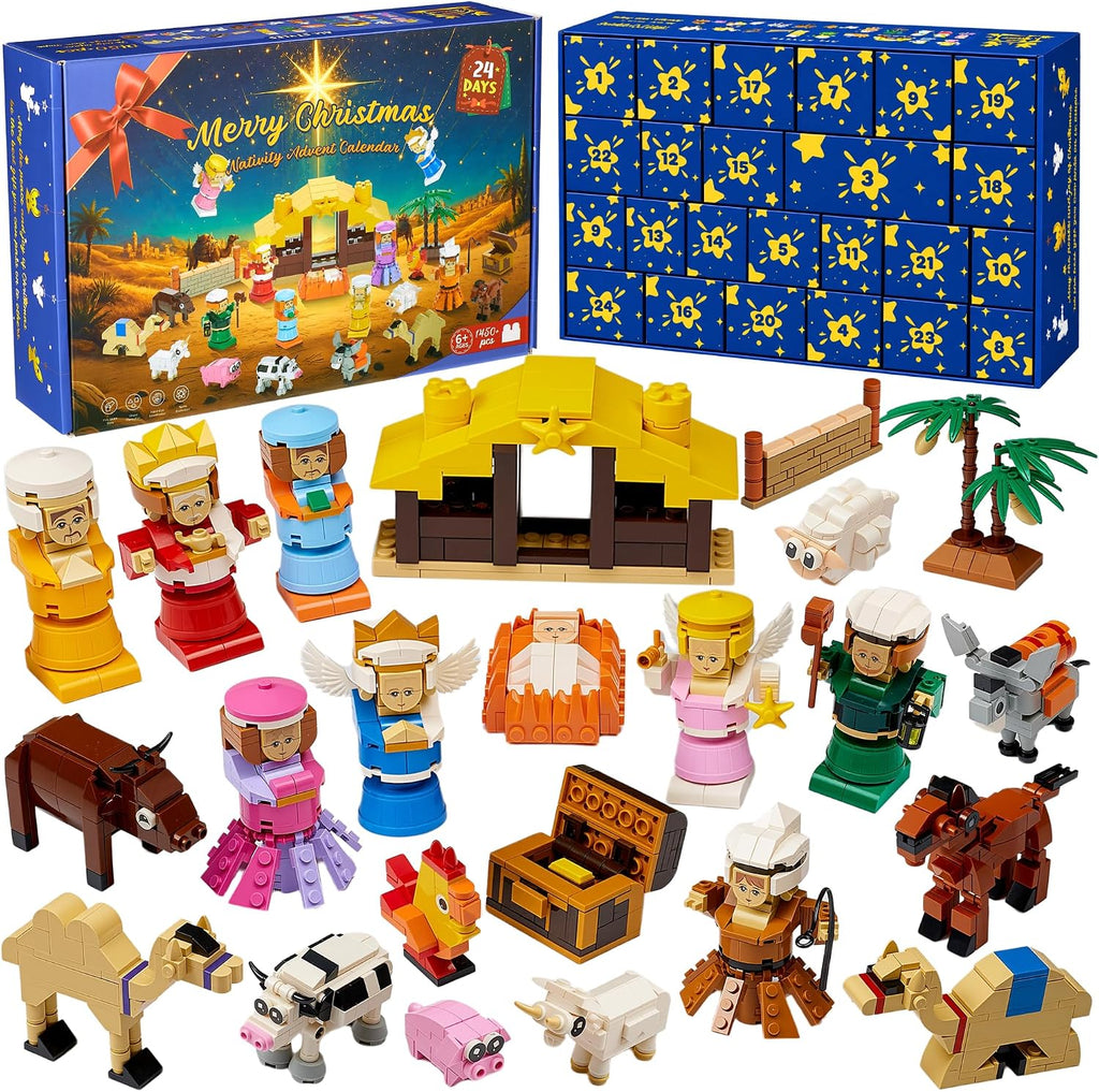 Calendario de Adviento de Nativity 2026 para niños, juego de bloques de