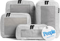 Cubos de embalaje de compresión Aerotrunk para viajes - Bolsas organizadoras de equipaje - Cubos de embalaje de doble cremallera para maletas (paquete de 4, gris claro)