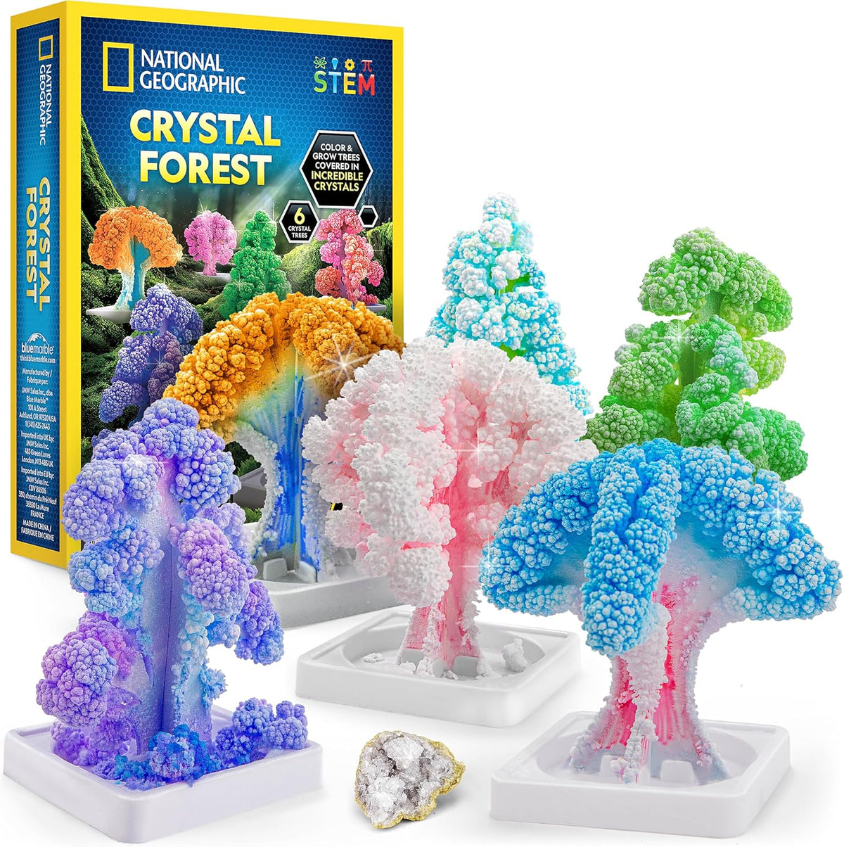 Kits de manualidades National Geographic para niños - Kit de cultivo de cristales, haz crecer 6 árboles de cristales en solo 6 horas, kit de manualidades educativas con suministros de arte, espécimen