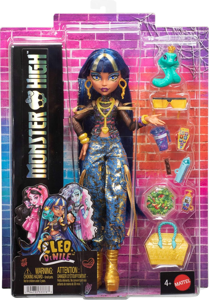 Muñeca Monster High, Cleo de Nile con top corto y pantalones cargo...