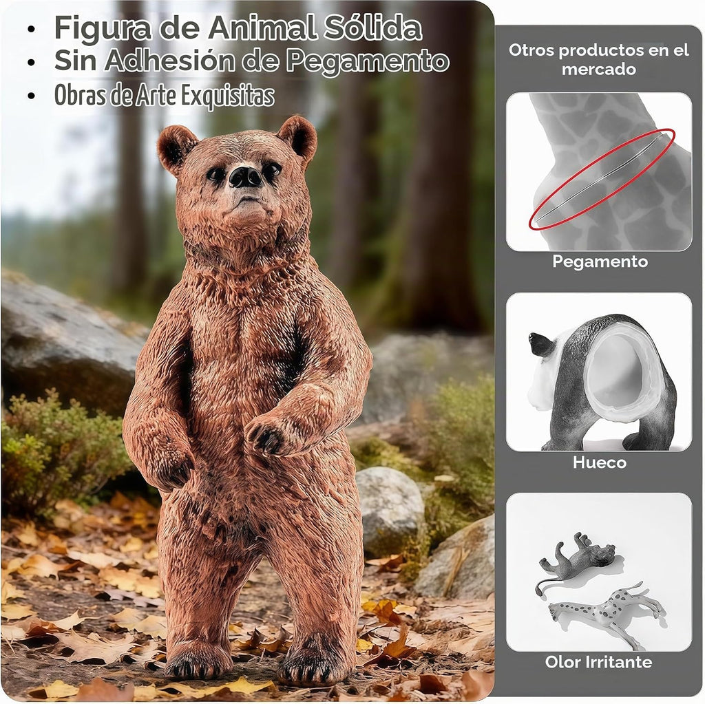 Juego de 12 figuras sólidas de animales del bosque de América del