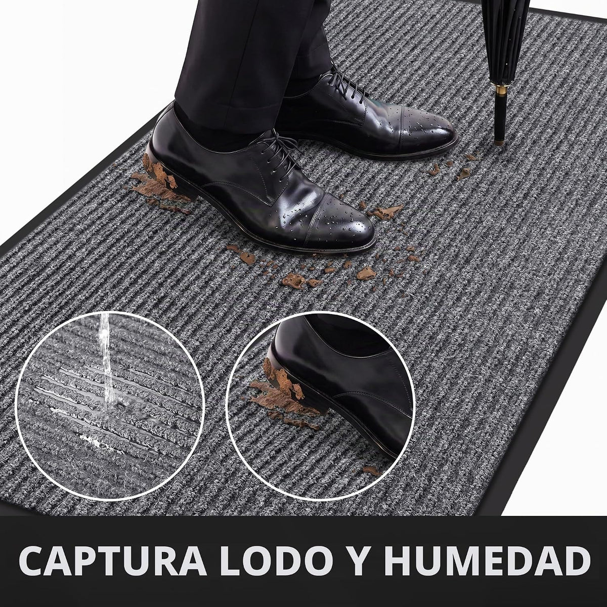 Tapete para puerta delantera, resistente e impermeable, tapete