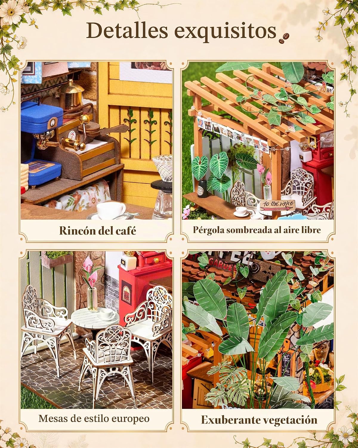 Rolife Kit de cafetería en miniatura de bricolaje para adultos-Leafree Café