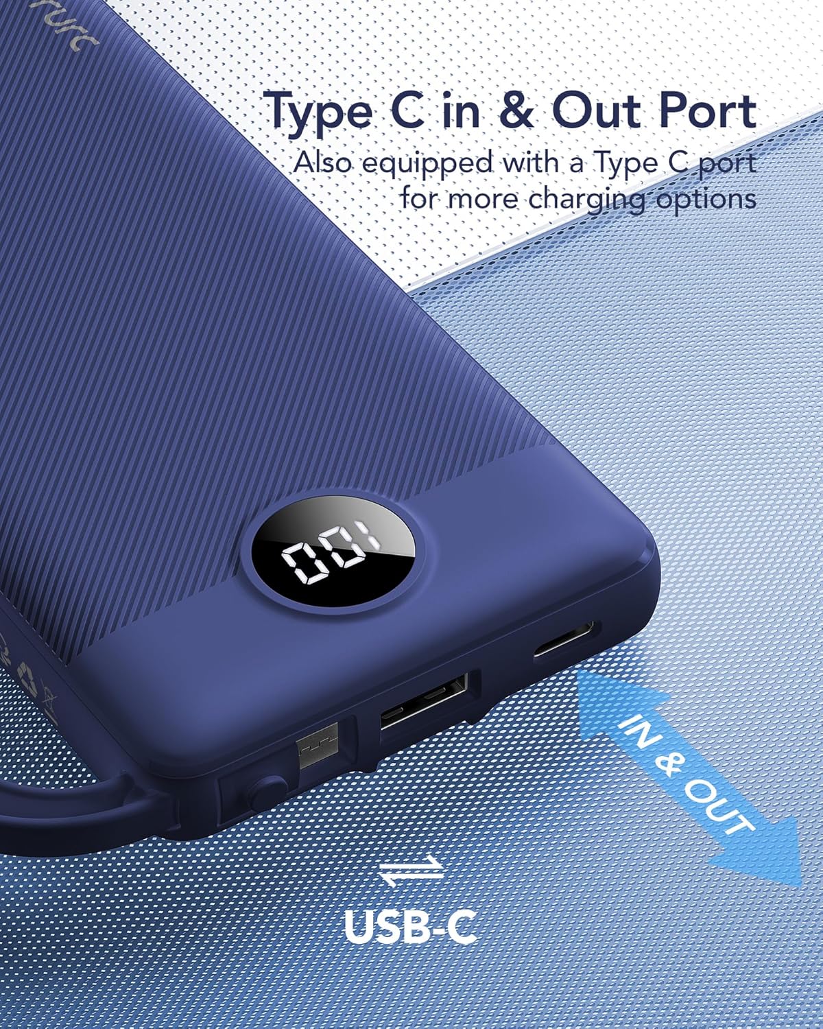 VRURC Cargador portátil para iPhone, cargador de batería USB C de 1...