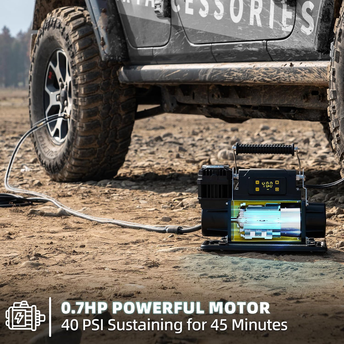SAMOUT Compresor de aire digital de 12 V, inflador portátil todoter...