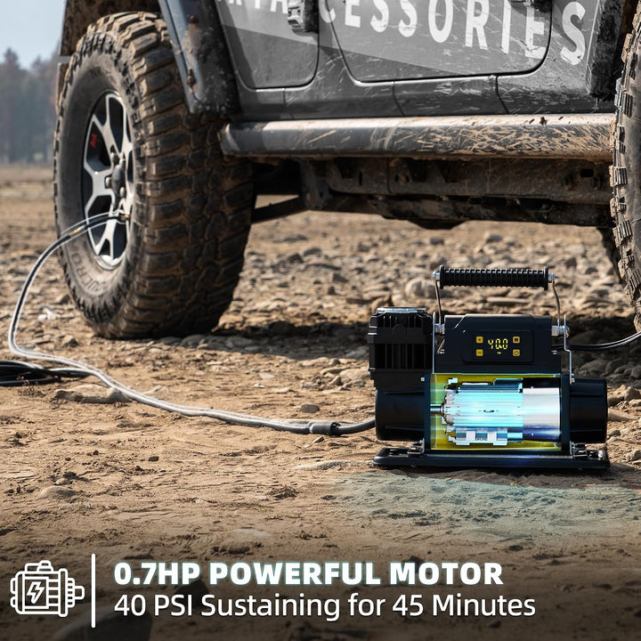 SAMOUT Compresor de aire digital de 12 V, inflador portátil todoter...