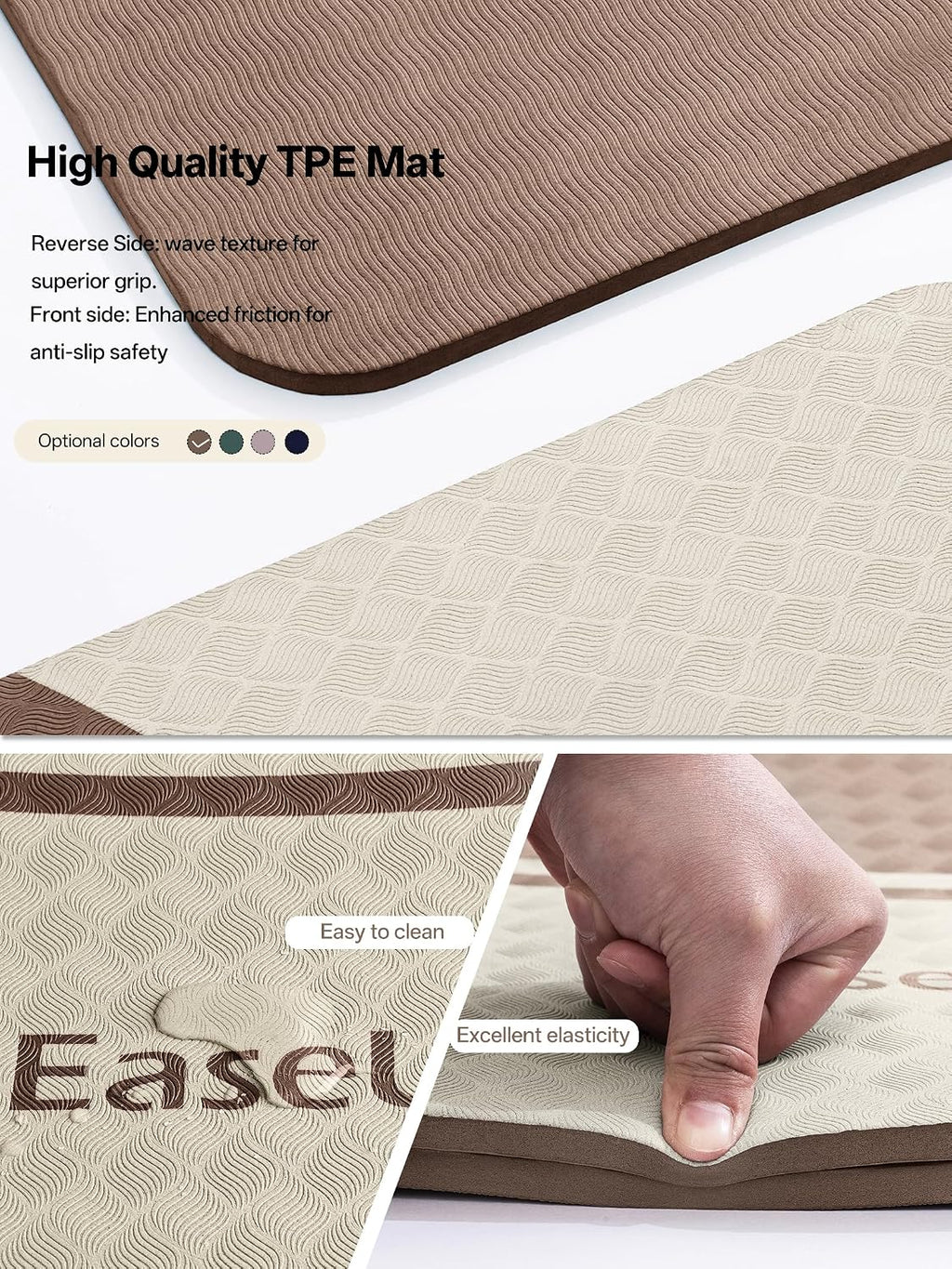 EaseUp Tapete de yoga de 0.394 in de grosor, 73 x 31.5 pulgadas, extra