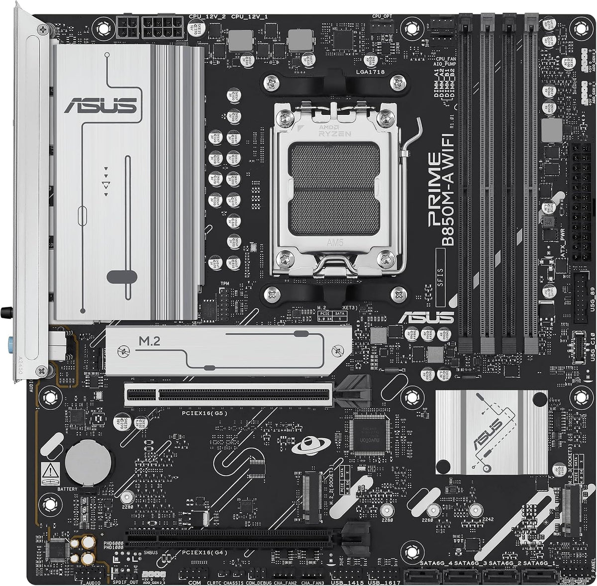 ASUS Prime B850M-A WiFi-CSM AMD AM5 B850 mATX Placa Madre, DDR5, PC...