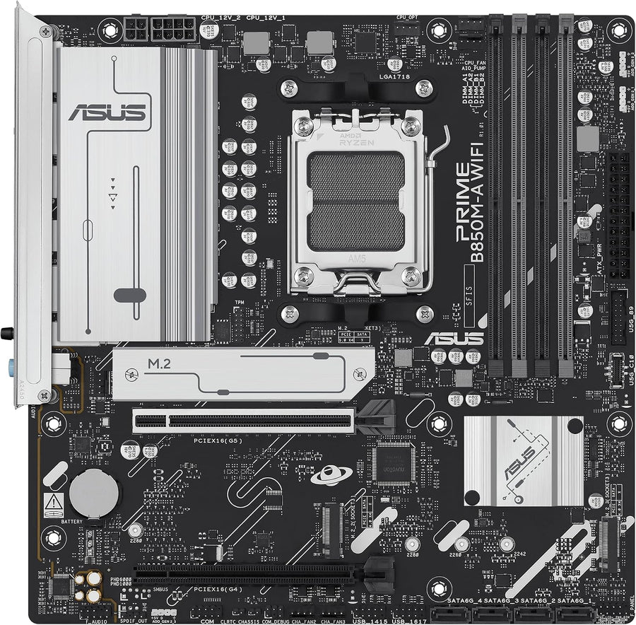ASUS Prime B850M-A WiFi-CSM AMD AM5 B850 mATX Placa Madre, DDR5, PC...