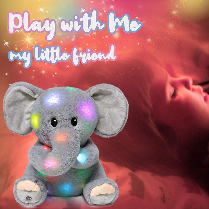 Hopearl Elefante de peluche con luces LED, flexible, con luces de n...