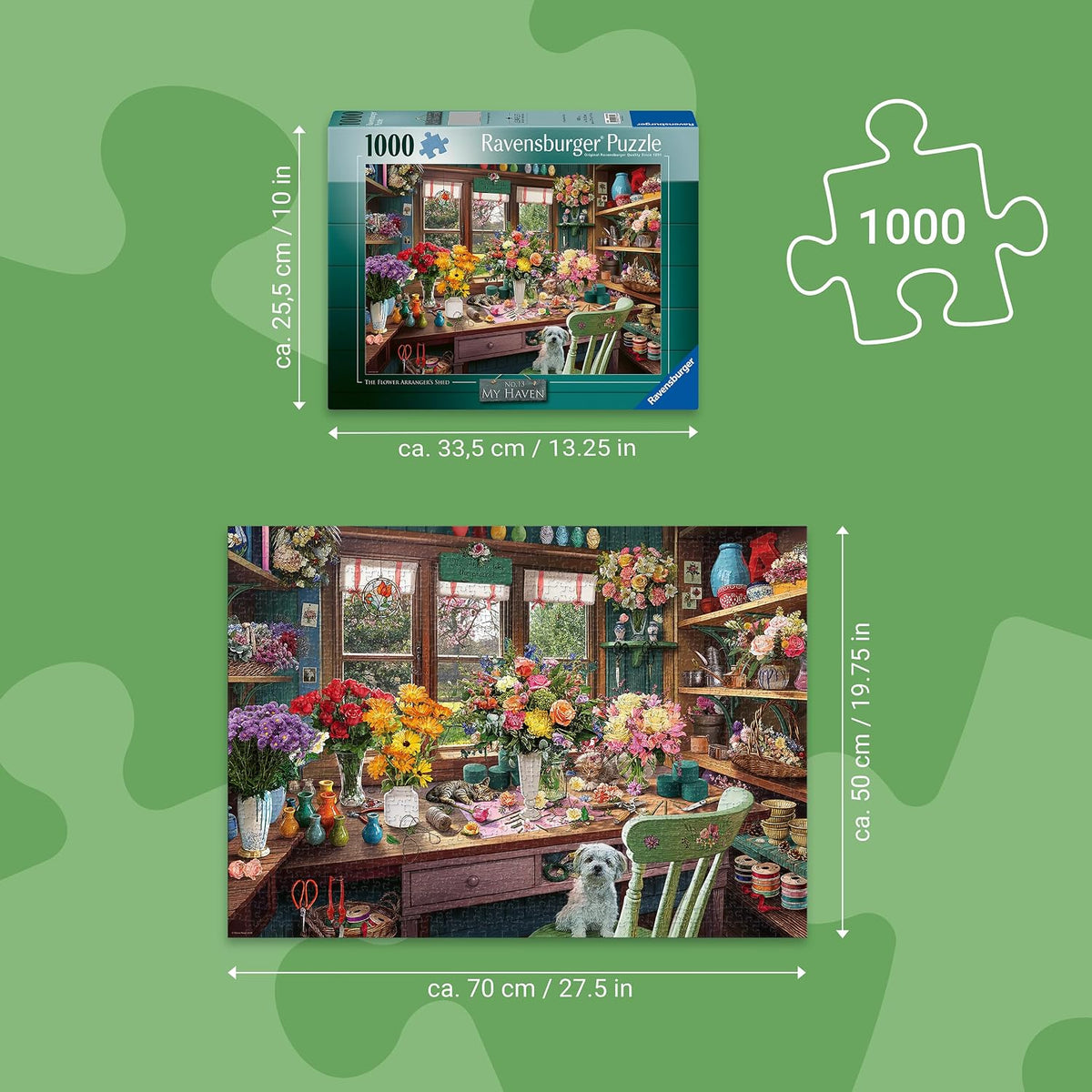 Ravensburger Cobertizo del Arreglista de Flores - Rompecabezas de 1000 piezas para adultos