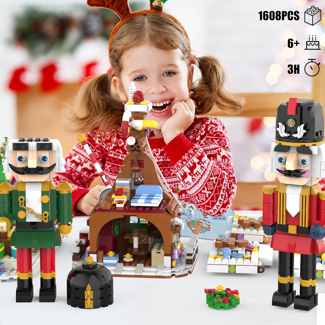Juego de construcción de casa de jengibre y cascanueces de