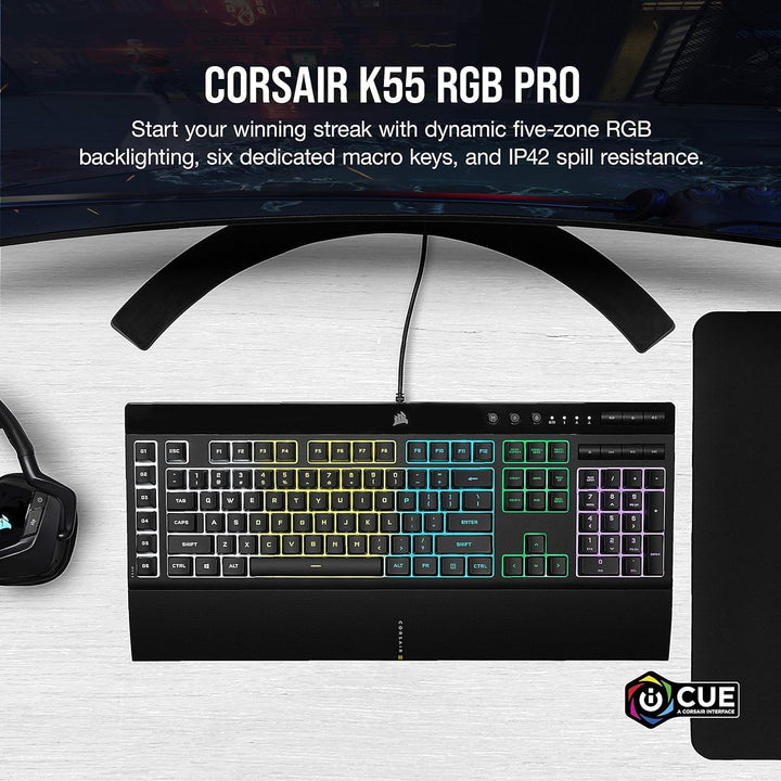 Corsair K55 RGB PRO Teclado de membrana para juegos con cable \u201...