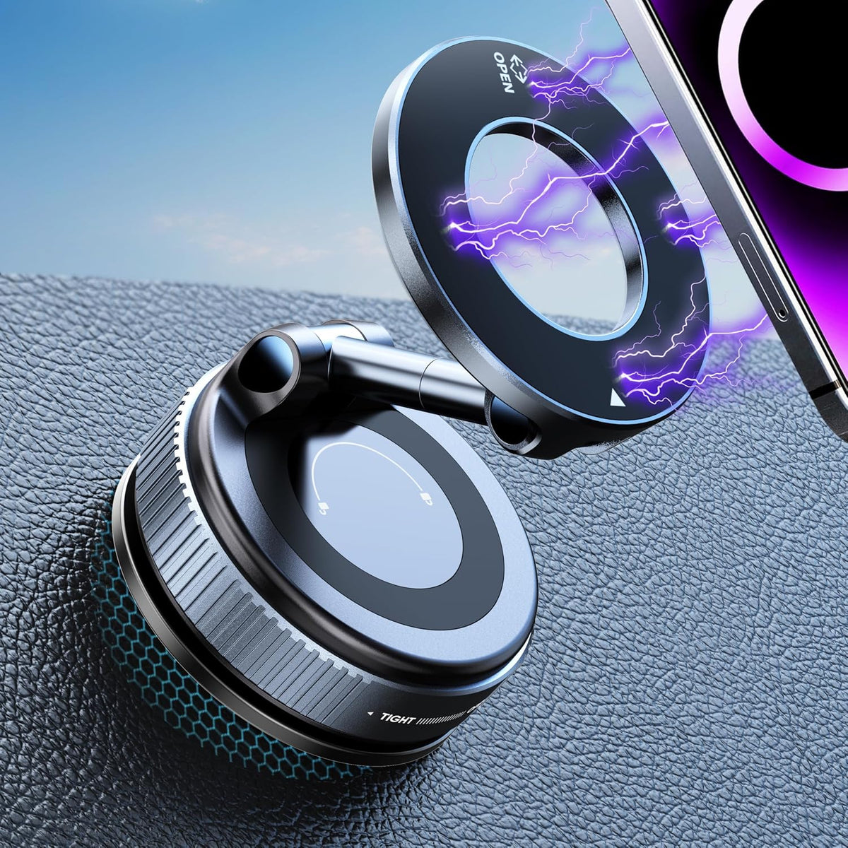 snanlen - Soporte magnético para teléfono con aspiradora de nano gel de 360° para Magsafe [108 + libras de succión más fuerte y 3000 gf magnético más fuerte], soporte de teléfono con ventosa para