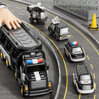 Camión de Policía de Juguete para Niños de 3 4 5 6 Años - Juego de Vehículo Portador con 3 Autos Pequeños y 1 Helicóptero, Auto de Fricción para Niños de 3-9 Años, Regalos para Niños y Niñas