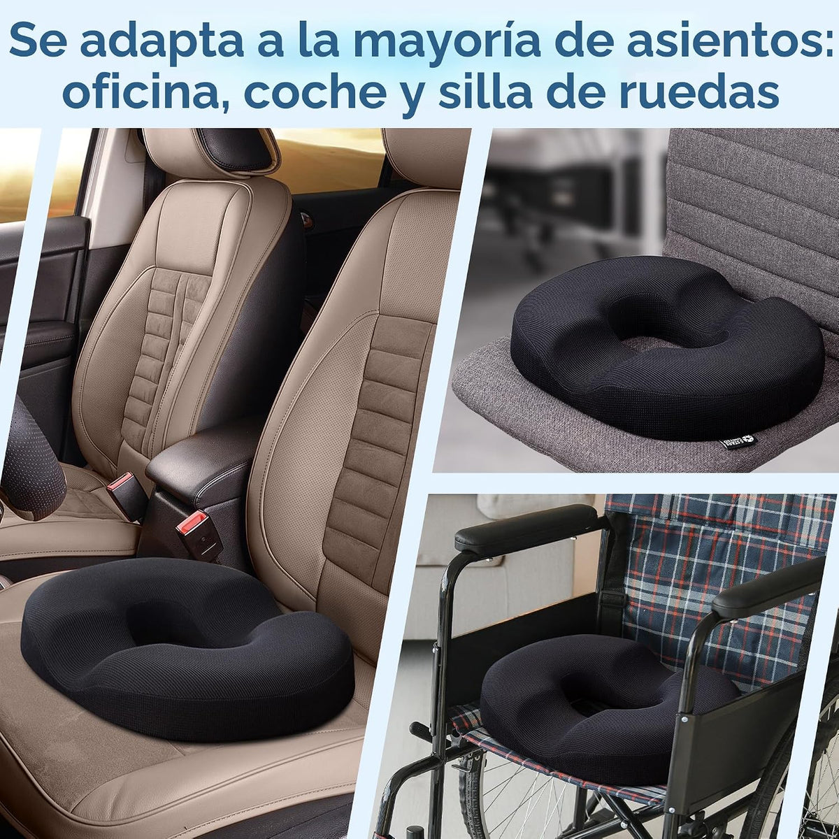 5 STARS UNITED - Almohada de dona para dolor de coxis y hemorroides, cojín de asiento grande de espuma viscoelástica para áreas propensas a llagas de cama y alivio de presión, apoyo para próstata