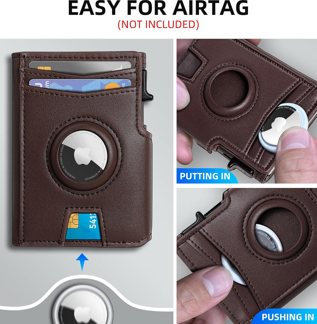 Miyozi - Billetera Airtag para hombre, con clip de dinero, estuche...