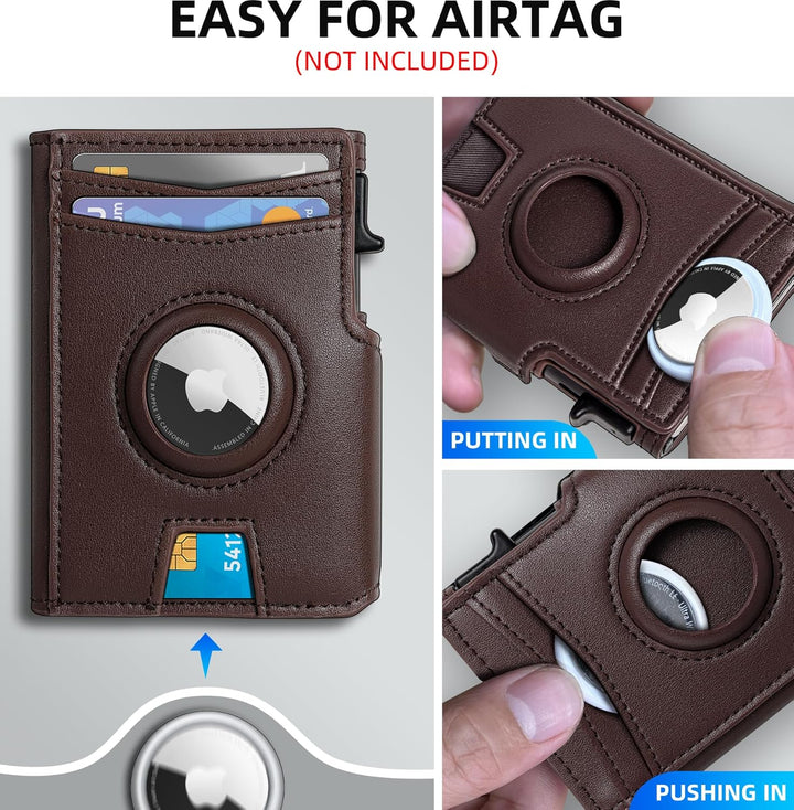 Miyozi - Billetera Airtag para hombre, con clip de dinero, estuche...