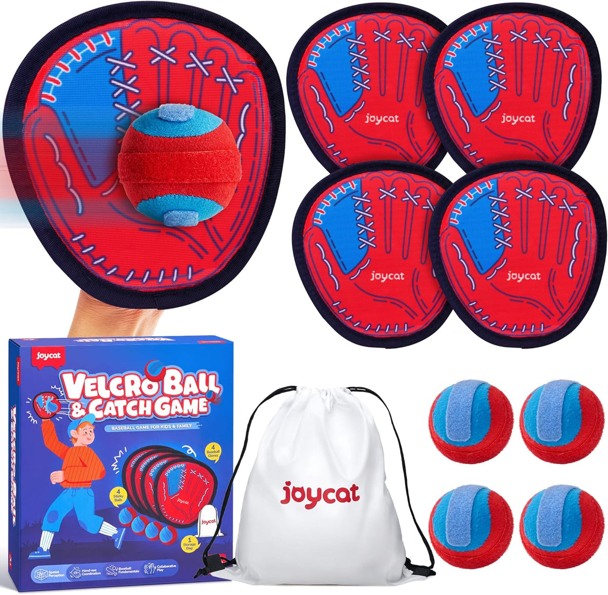 JoyCat Juego de pelota para tirar y atrapar para niños, juego de 4 bolas