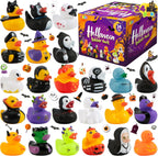 JOYIN 24 piezas de juguetes de baño de patos de Halloween, patos de goma de Halloween a granel para recuerdos de fiesta, mini patitos para bañera de bebé, juguetes para dulce o truco, rellenos de