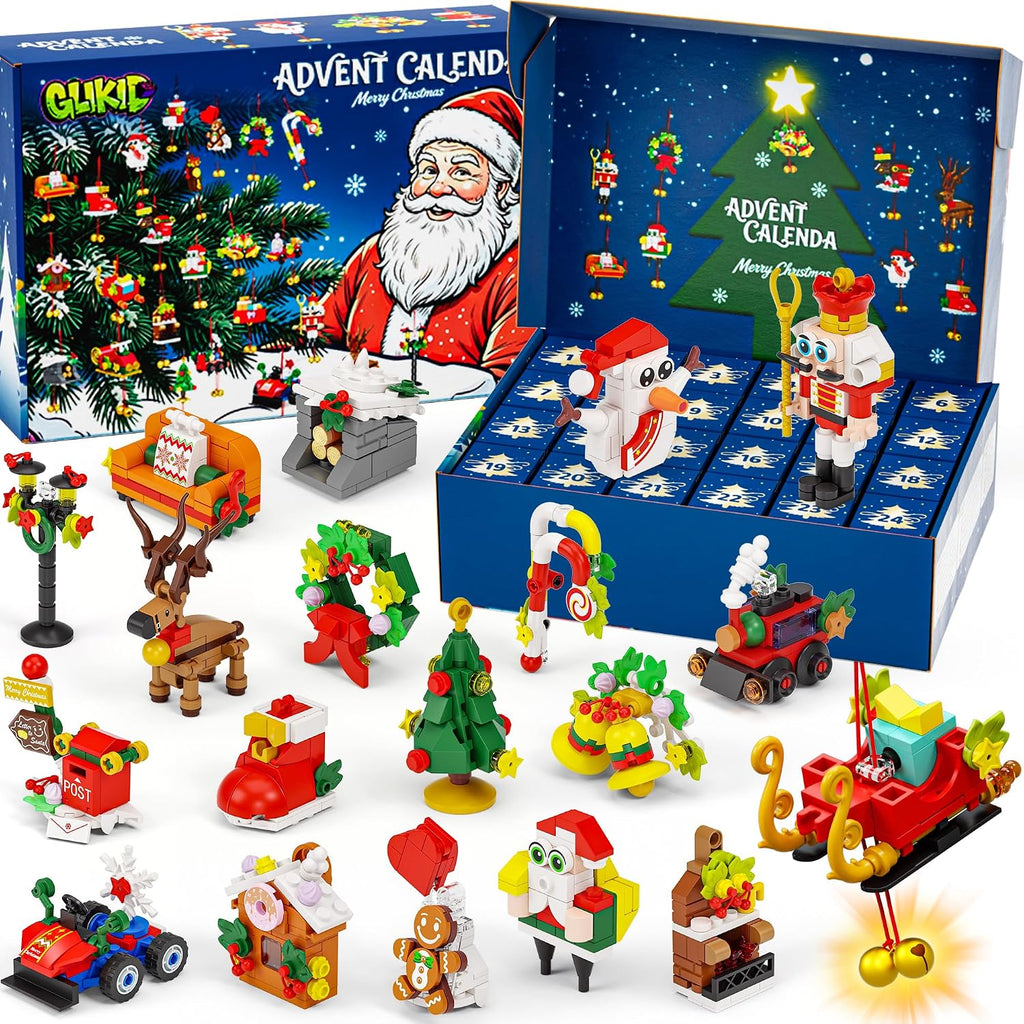 Calendario de Adviento de Navidad 2026, 24 mini adornos de construcción