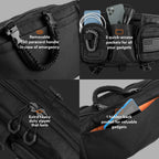 Riñonera grande inspirada en la táctica para hombres. Accesorios Techwear perfectos EDC Bag para hombres. Riñonera multifuncional, Negro -, Large 5 Bolsillos