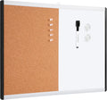 Amazon Basics Combo magnético de borrado en seco y tablero de corcho, de doble cara, ligero, fácil de instalar, marco de plástico/aluminio, 17 x 23 pulgadas