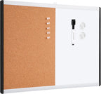 Amazon Basics Combo magnético de borrado en seco y tablero de corcho, de doble cara, ligero, fácil de instalar, marco de plástico/aluminio, 17 x 23 pulgadas
