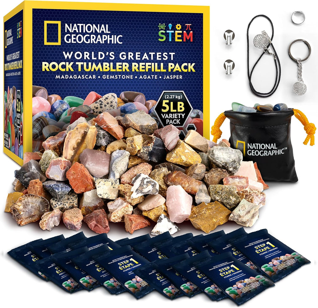 National Geographic Kit de Recarga para Amoladora de Rocas con 5 Lbs. de Rocas Irregulares