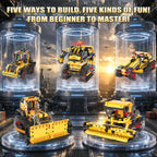 Kits de construcción de robot STEM 5 en 1 para niños de 6 a 12 años, aplicación y control remoto STEM Bulldozer Robot Juguetes de construcción para niños de 8 a 13 años