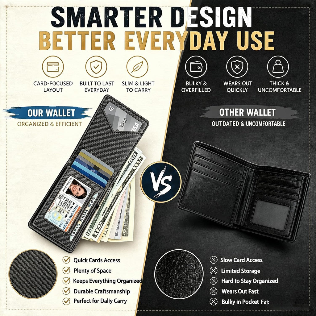 Cartera para hombre, con funda de metal, inteligente, delgada, con cierre magnético, 14-16 tarjetas, billetera triple de cuero con bloqueo RFID, bolsillo frontal
