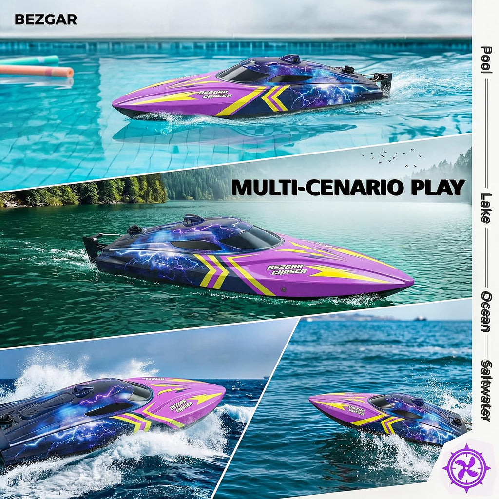 BEZGAR TX136 12 pulgadas 25 KPH Fast RC Speed Boat para niños