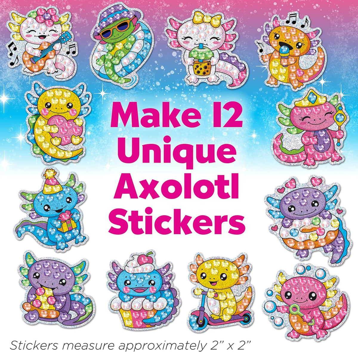 Creativity for Kids Axolotl Craft Bundle - Mini terrario de jardín, acuario brillante y kit de pintura de diamantes con calcomanías y atrapasoles (a partir de 6 años)