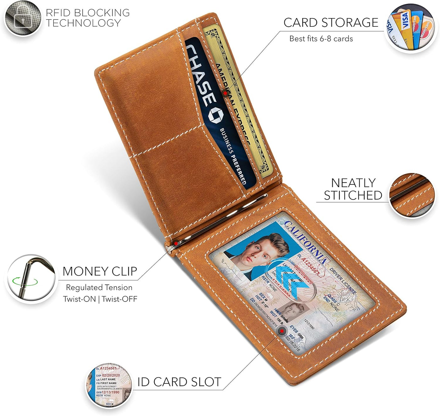 SERMAN BRANDS RFID Blocking Wallet Slim Bifold - Genuine Leather Mi...