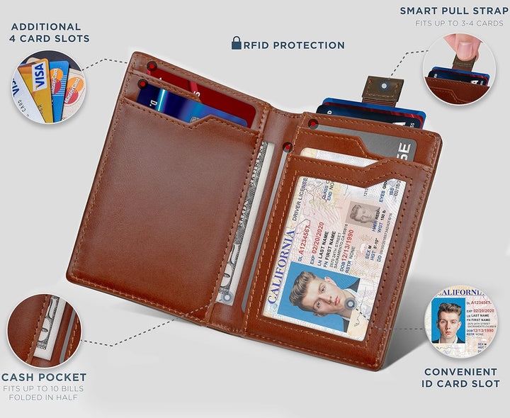 SERMAN BRANDS \u2013 Carteras para hombre, delgadas, de cuero, con...