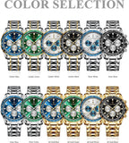 Poedagar Relojes de moda para hombre de lujo, impermeables, luminosos, con fecha y cronógrafo, de acero inoxidable, deportivos, de cuarzo, para hombre