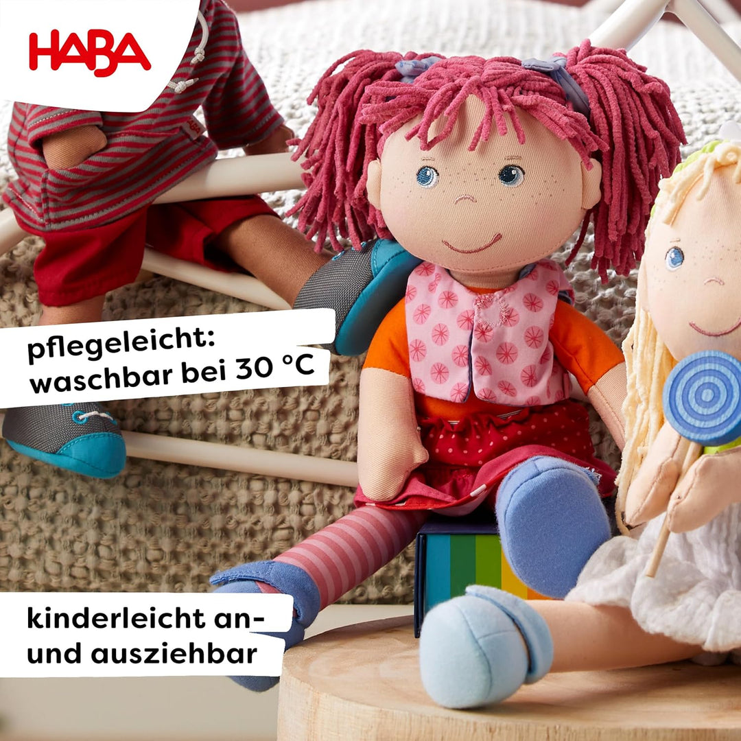 HABA Lilli-Lou Muñeca Blanda de 12 Pulgadas con Cabello Rosa en Col...